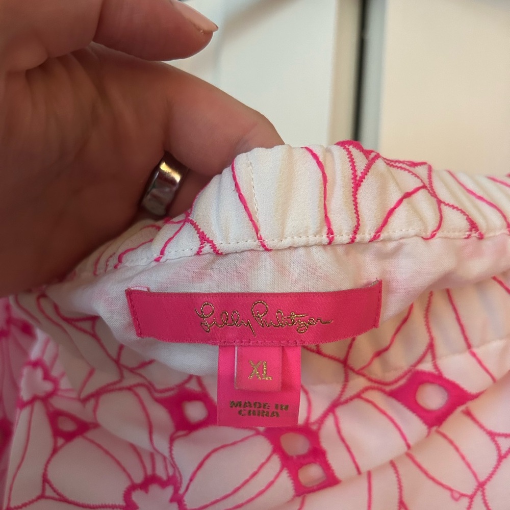 Lilly Pulitzer Razberry Floral Lesley Off-Shoulder Blouse - Picture 2 of 4